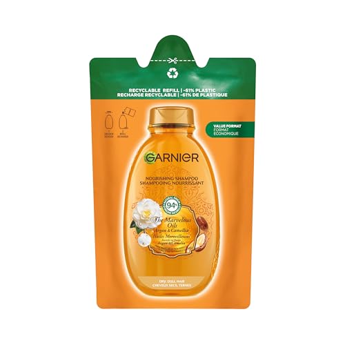 Garnier Shampooing à l'Argan & Camélia Ultra Merveilleuses - Recharge Eco - Nourrissant Cheveux Secs - Cheveux ternes - 250 ml