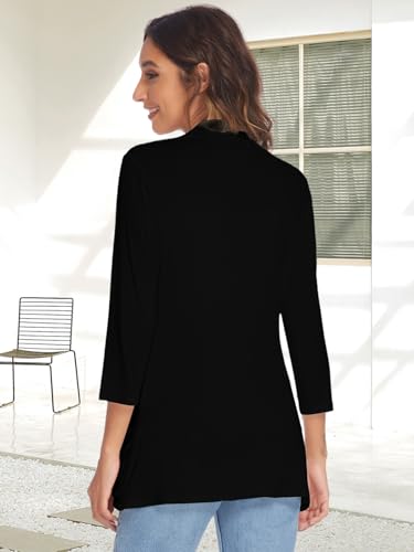 Image of DEESHA Women Casual Lightweight Cardigan 3 /4 Sleeve Draped Open Front Soft Cardigans with Pockets