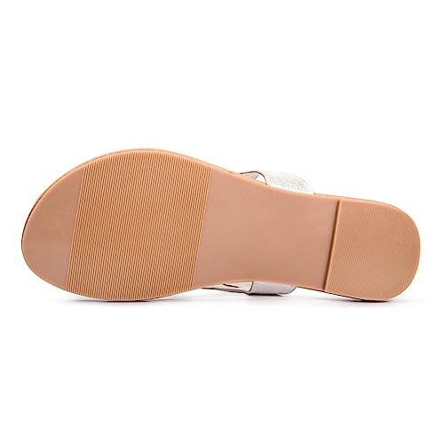 Image of LM Women's Thong Sandals T-Strap Sandals Slip On Flat Sandals Flip Flop Casual Summer Slide Sandals