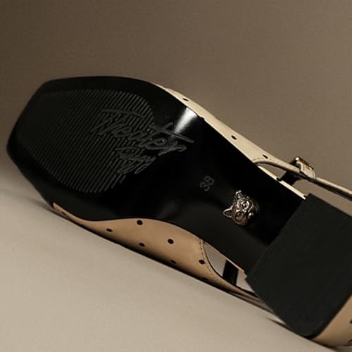 Image of Theater Women Twiggy Mary Jane Block Heel Sandals with Square Toe and Adjustable Buckle Slingback | Cushioned Comfort for Office & Formal Wear
