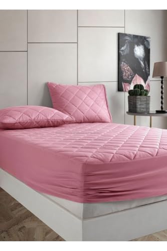 Bella Benita Pudra Kapitone%100 Pamuk Lastikli Çarşaf Takımı (2 Yastık Koruyucu Dahil), 160x200