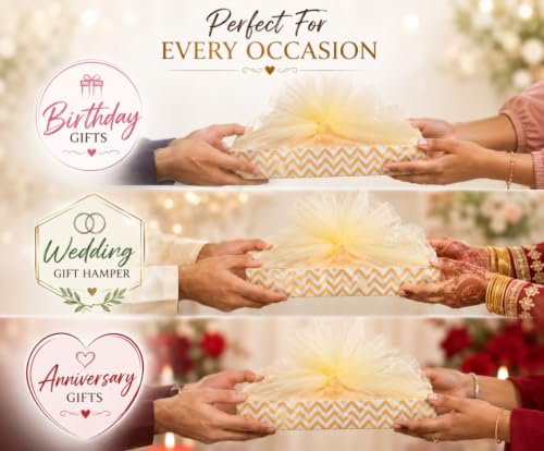 Image of SATYAM KRAFT 3 Pcs Decorative DIY Folding Gift Box | Rectangular Tray with Net for Rakshabandhan, Birthday, Anniversary, Festival, Return Gifts, Sweets, Craft