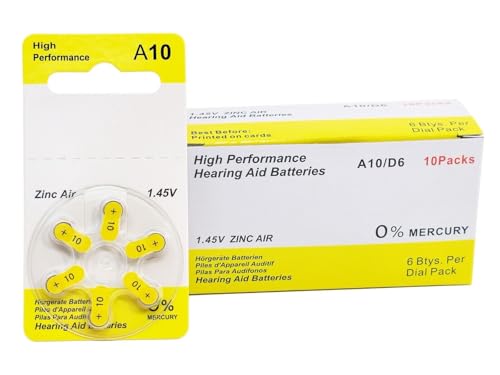 Unbranded Size 10 Zinc Air Hearing Aid Batteries (60)
