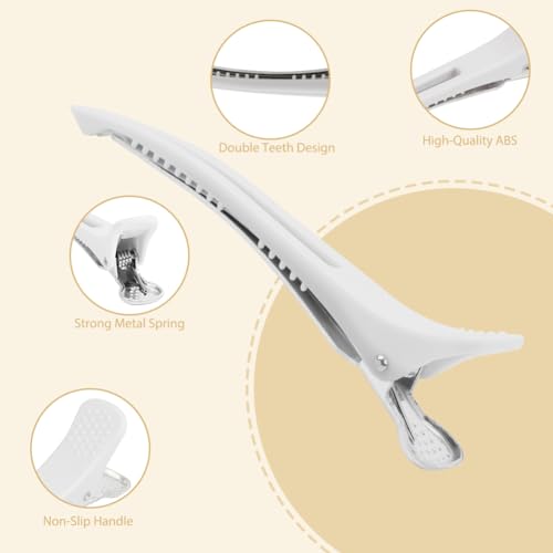 LOPHE 8 PCS Hair Sectioning Clips, Professional No-Trace Plastic Hairdresser Clips with Silicone Band - Image 2