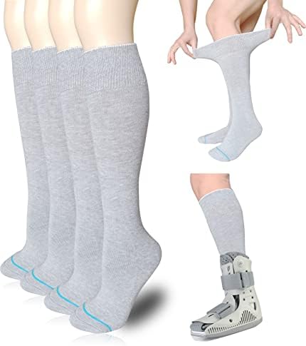 Replacement Sock Liner for Orthopedic Walking Boots Walker Brace,Tube Socks Under Air Cam Walkers and Fracture Boot Cast Shoe Surgical Leg Cover 2 Pairs