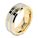 100S JEWELRY Tungsten Rings for Mens Wedding Bands Gold Silver Two Tone Grooved Center Line Size 6-16 (tungsten, 10)