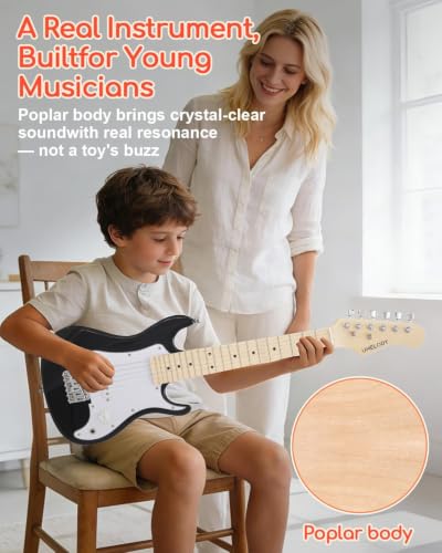 Image of UST-70 Kids Electric Guitar Beginner Kit with Amp, Ideal First Guitar for Starter, Lightweight 30 Inch Guitar for Boys and Girls, Fun Music Gift for Learning, Practice and Play at Home, Black