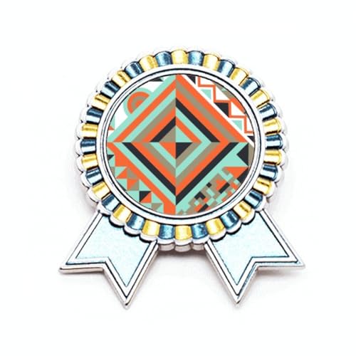 Broche losange vert avec motif géométrique chic en métal ciselé finition M