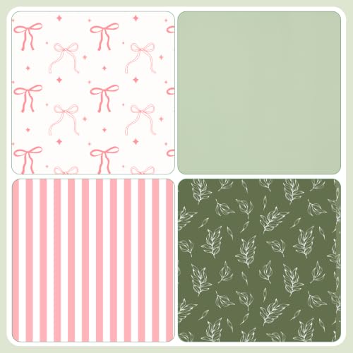 woric Sage Green Wrapping Paper Rolls - Jumbo Cute Bows Wrapping Paper with Pink Stripes for Women Girls Birthday Bachelor Party Decorations - 4 Rolls - 30 Inch x 120 Inch Per Roll — view 3