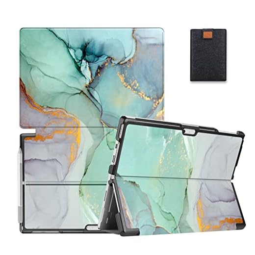 MAITTAO Microsoft Surface Pro 7 Case Surface Pro 7+ / Pro 6 / Pro 5 2017 / Pro 4 12.3 Inch Tablet Case Accessories Slim Light Folio Stand Case Built-in Surface Pen Holder, Creative Marble 5