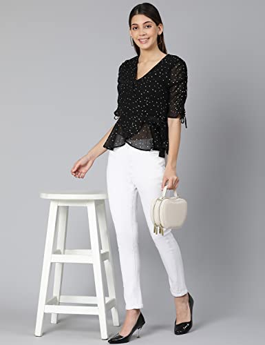 Image of Polka Print Black Color Women top