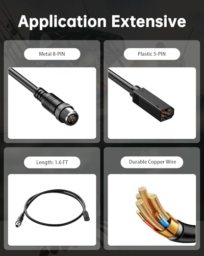 Image of Ethernet Cable for Humminbird Fish Finders 720074-1 AS EC QDE for Humminbird Helix 15, 12, 10, 9, 8 & 7 G2N, G3N, G4N Models, 5-Pin to 8-Pin, 1.6FT