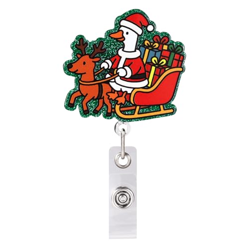 Porte-badge Noël rétractable oie santa vacances pince alligator
