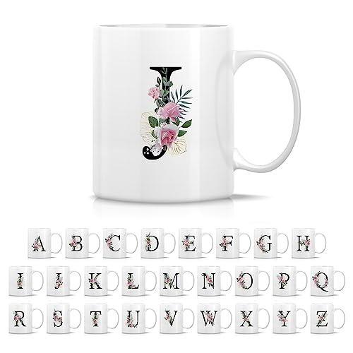Initial Floral Monogram Mug 11 Oz