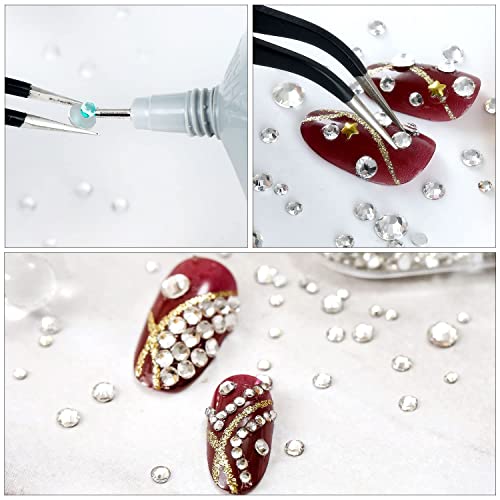 4240Pcs White Opal Flatback Rhinestones 6 Sizes Crystal Diamonds For Nail Art Crafts Clothes Shoes With Tweezers And Picking Pen #TOP5