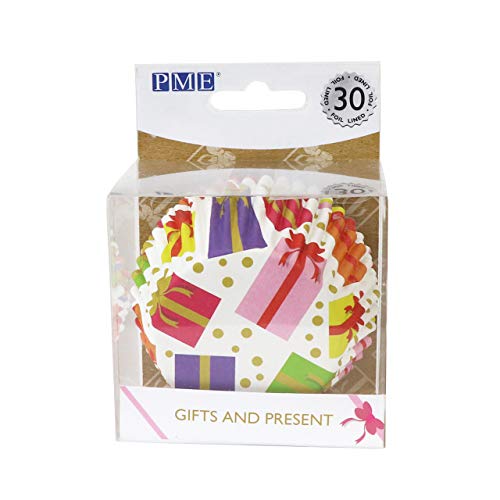 PME Navidad Cápsulas para Cupcakes forradas de Aluminio - Regalos Envueltos (Set de 30)