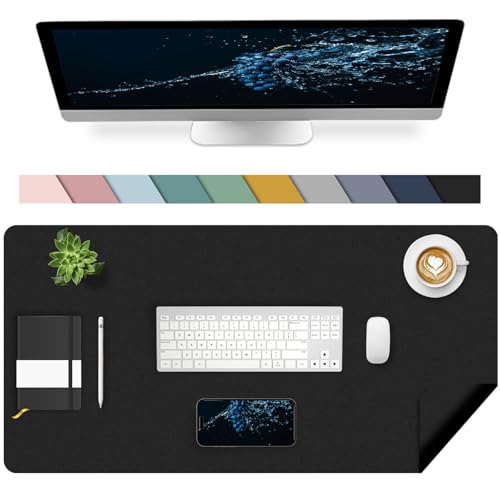 Sevenpers Schreibtischunterlage 80 x 40 cm Office Laptop Mauspad XXL Doppelseiti Genschreibunterlagen Wasserdicht Rutschfest Tischunterlage aus PU-Leder, ideal für Büro, Home & Studium,Schwarz