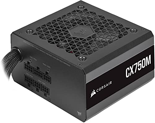 Corsair CX750M (2021), CX-M Serie, 750 Watt 80 Plus Bronze Semi-Modulares Low-Noise ATX Netzteil (Dual EPS12V Anschluss, geräuscharmer Betrieb, 105°C Kondensatoren, kompakte Größe) schwarz