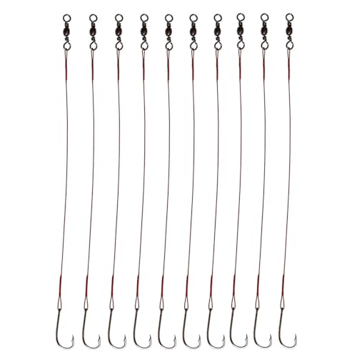 20pcs/Pack Baitholder Fishing Hook with Nylon Coated Fishing Line Fishing Wire Leader with Barrel Swivel and Sharp Hook 3/0 2/0 1/0 1# 2# 4# (1#)