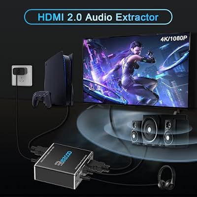 HDMI Splitter 1x1 Audio Extractor 4K 60Hz Atmos CEC EDID/Down-Scale/HDCP Switch Fit Various Video- SPDIF 5.1CH Optical Toslink,Stereo Audio Breakout, HDMI Repeater Digital De-embedder Decoder EX11PRO