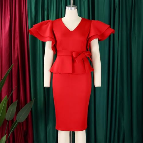 Elegant Dresses for Women Sexy Church Business Pencil Vintage Peplum Dress3