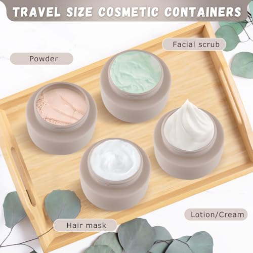 6 Pcs 250ml/8oz Matte Grey Plastic Cream Jars with 6 Spatulas Empty Refillable Facial Scrub Bottles Travel Size Cosmetic Containers for Powders Lotion Pills Jewelry Toiletries4