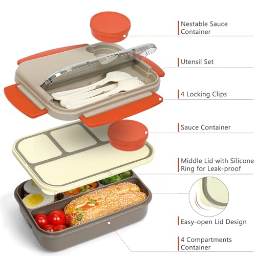 Danliar Bento Box Adult Lunch Box With 2 Sauce Containers thumb #1