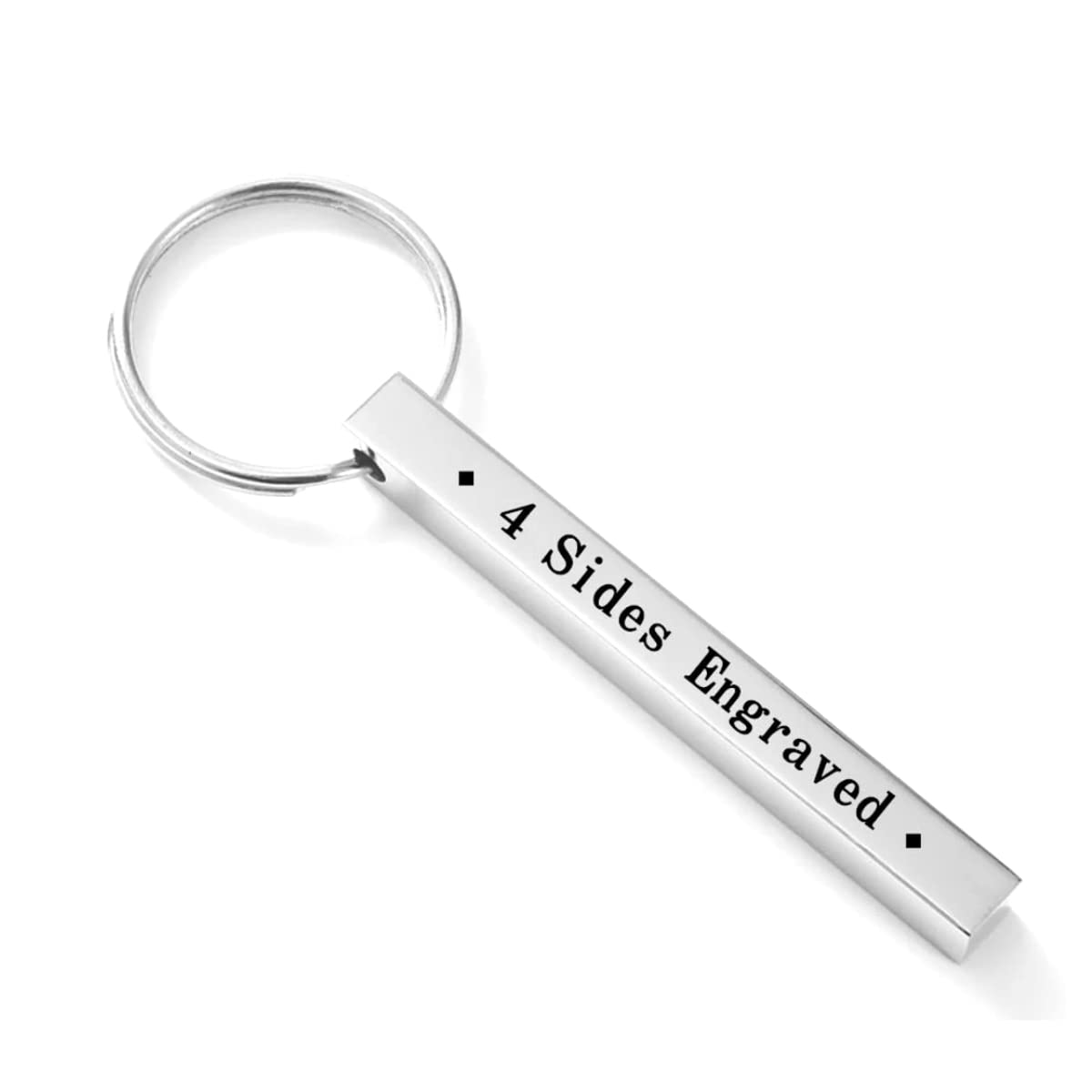 SA CRYSTAL ARTSCustomized 3D Vertical Bar Silver Plated Keychain, 4 Side Keychain Engraved with Any Name Block Pendant For Birthday Gift & Anniversary (Pack of 1)