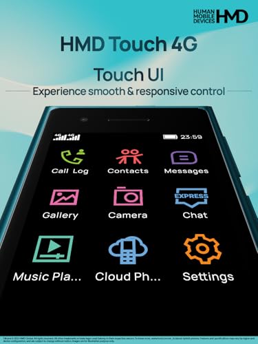 Image of HMD Touch 4G, World's First Hybrid Phone | Enjoy Chatting & Video Calls via Express Chat (Works with Android & iOS), Cloud Phone Apps, Wi-Fi & Hotspot, 1 Year Replacement Guarantee | Cyan