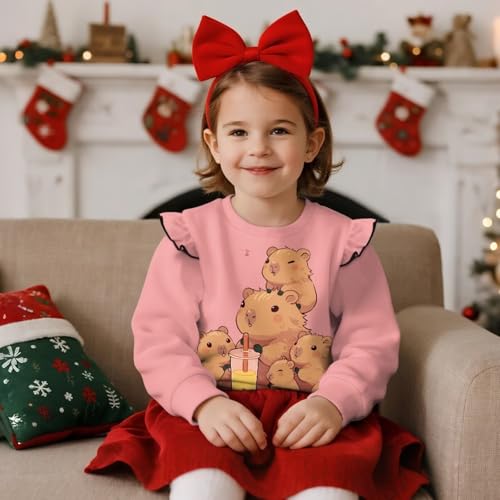 Uourmeti Crewneck Ruffle Shoulder T-Shirts for Girls Cute Clothes Activewear Sweatshirts3