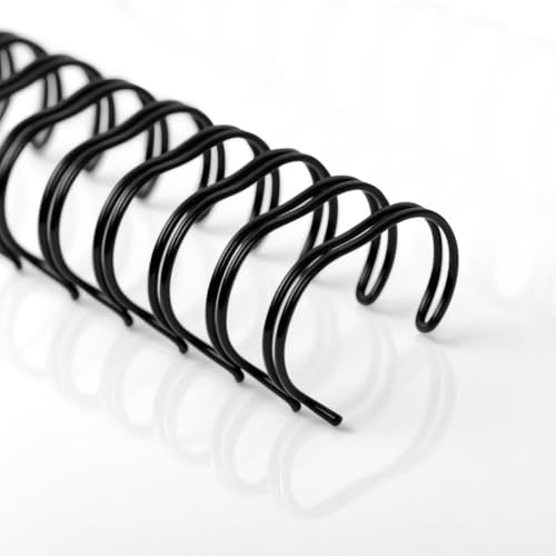 HOUYEE 100 Pack 6/9 Inch Double Loop Wire Binding Spines,120 Sheet Capacity, 3:1 Pitch Wire Binding for Letter Sized Paper,32 Holes,for Teacher Student Document Notebook Making,Black