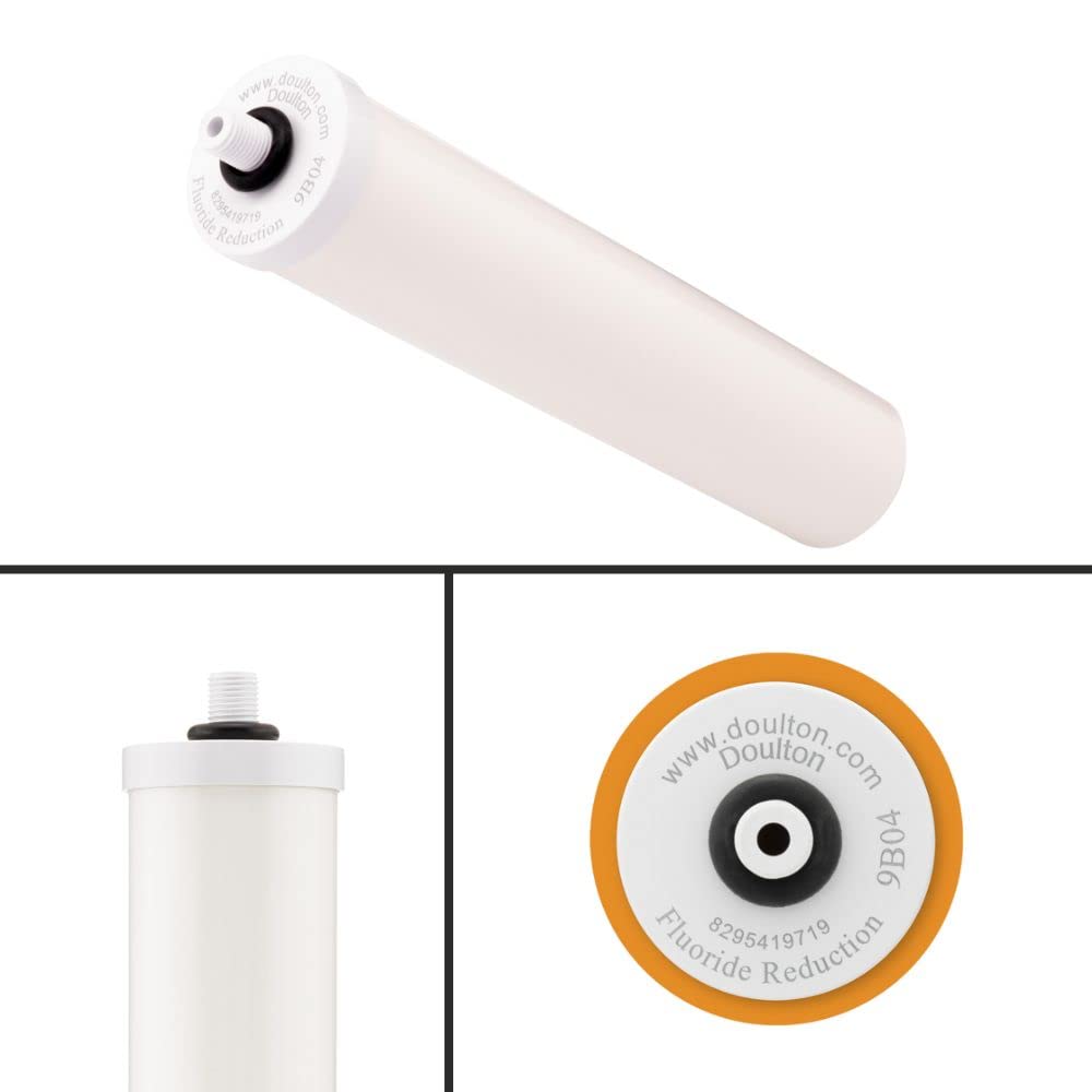 Doulton 10" Fluoridreduktionskartusche | 1er-Pack | Keramik-Kerzenfilter für Trinkwasser | 1/4“ BSP-Gewindeanschluss | Für Duo- und Trio-Untertischsysteme | Reduziert Verunreinigungen | 9B04
