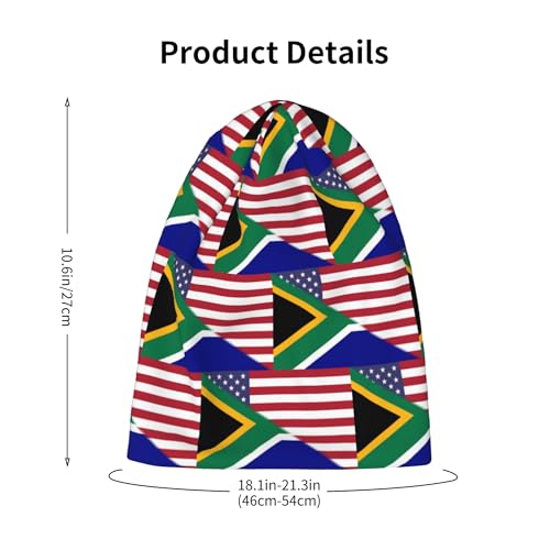 American Flag and South African Flag Kids Leisure Elastic Knitted Hat Junior Large Size Knit Cap Child Beanie Black2