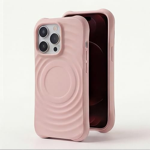 Image of amazon basics Shockproof Case for iPhone 14 Pro | Ripple Pattern | Camera Protection | Protective Cover with Enhanced Grip & Wireless Charging Support - Baby Pink