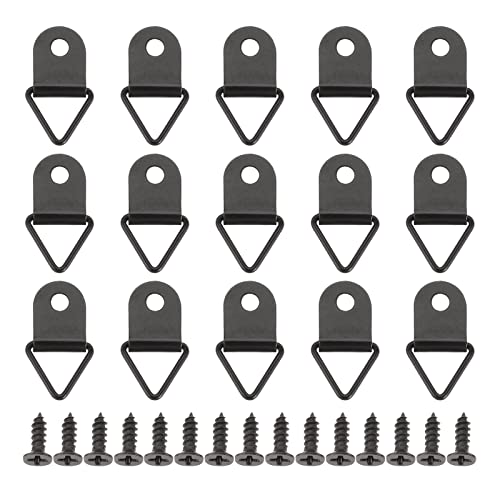 Image of dophee 50Pcs Triangle D-Ring Picture Frame Hangers with Mounting Screws for Hanging Display Paintings Clock Artwork Picture Frame Hook Photos Home Decoration - Black
