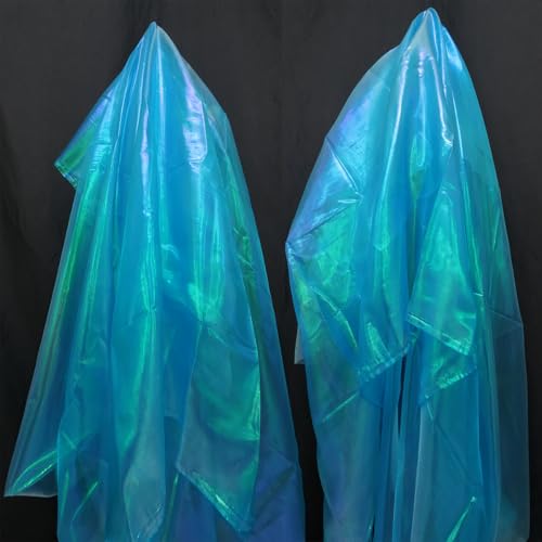 Sky Blue Iridescent Organza Fabric for Wedding & Halloween, 11