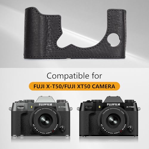 MUZIRI KINOKOO Fuji XT50 Case, Genuine Leather Protective Half Case Compatible for Fujifilm X-T50 Fuji XT50 Camera - Image 2