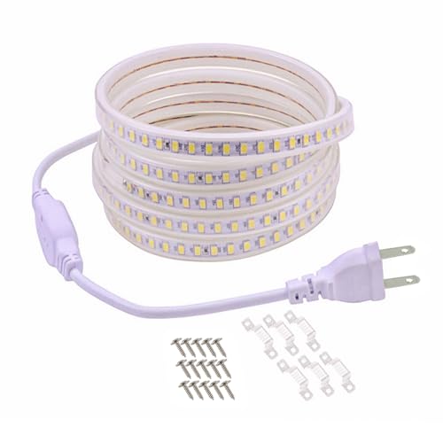 Image of 3.28ft LED Strip Lights AC 110V Waterproof Outdoor Light SMD 5730 120LEDs /m 3000K Warm White LED Rope Lights Flexible Cuttable LED Lights for Bedroom Wall Kitchen Under Cabinet Lighting