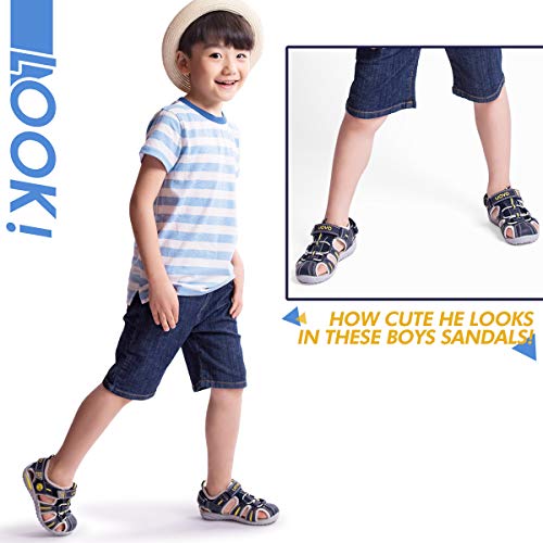 UOVO Boys Sandals Hiking Athletic Closed-Toe Beach Sandals Kids Summer Shoes (12.5 M US Little Kid, Navy Blue-3)2