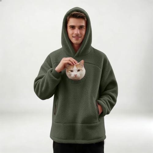 Cat Hoodie With Pouch, Unisex Zipper Kangaroo Pocket Pet Carrier Hoodies - image 7