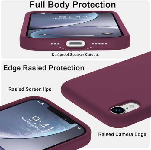 Image of VONZEE Microfiber Candy Case Compatible for iPhone Xr 6.1 inch, Shockproof Slim Back Cover Liquid Silicone Case - Wine Red