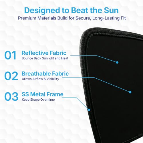 Image of KINGSWAY Car Sun Shade Curtains Only Compatible with BYD ATTO 3 (2022 Onwards) | Z-Black Fix-Type (Non-Magnetic) | UV & Heat Protection | Pack of 4 Pcs
