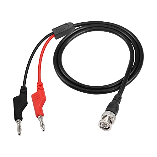 PNGKNYOCN 4.2Ft BNC Male to Stackable Dual Banana Plug Test Lead Coaxial Cable for Oscilloscope, Black