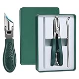 Beugo Cortauñas oblicuo, 3 piezas Eagle Beak Cortaúñas biselado, Cortapas De Uñas En Ángulo Kit Con Almacenamiento, Inoxidable, antisalpicaduras, Abertura Ancha, para Uñas Encarnadas y Gruesas