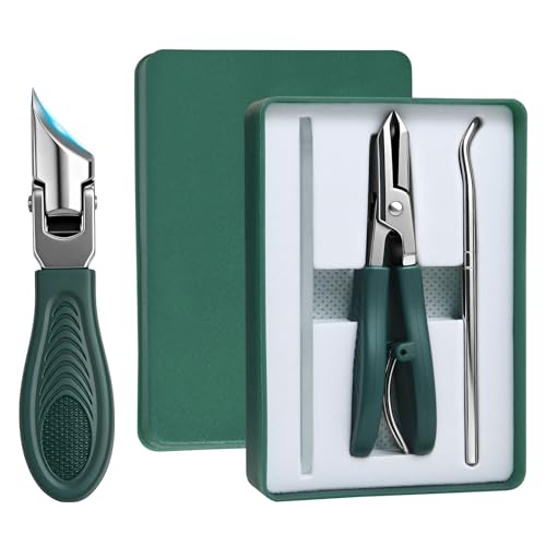 Beugo Cortauñas oblicuo, 3 piezas Eagle Beak Cortaúñas biselado, Cortapas De Uñas En Ángulo Kit Con Almacenamiento, Inoxidable, antisalpicaduras, Abertura Ancha, para Uñas Encarnadas y Gruesas