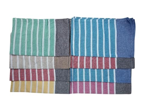 Image of Premium 8 Pcs Hand Towels | 250 GSM Cotton | Face Towel | Kitchen Towel | Floor Towel | Soft Towels | Size 16W x 25L Inches | Striped & Solid Pattern. (Pack of 8)