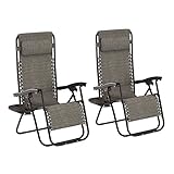Lavish Home 257422JUJ Zero Gravity Lounge Chairs, Gray