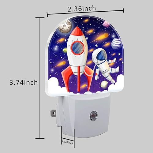 Image of Night Light for Kids Girls Boys, Space Spaceship and Astronaut LED Night Light Plug into Wall with Dusk to Dawn Sensor for Room Decor, Hallway, Kitchen, Bathroom, Nursery, Stairs