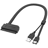 XMSJSIY SATA 22Pin to e-SATA Hard Disk Drive Data Transfer Adapter Cable with USB Powered Cable for 2.5' SATA HDD SSD BLU-RAY DVD CD-ROM DVD+RW Devices - 45CM/17.7INCH