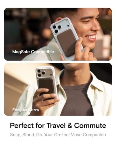 Image of MOFT Phone Tripod Stand, Portable Selfie Stick for iPhone | MOVAS-E- Coffee Leather | Mulit-Angle | Pocket Size | Magsafe Compatible | Easy to Charge | Stylish |For Content Creators